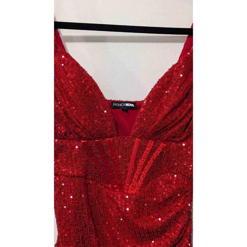 Fashion Nova Sequined Accented Bodice Dress sz. M - Picture 6 of 6